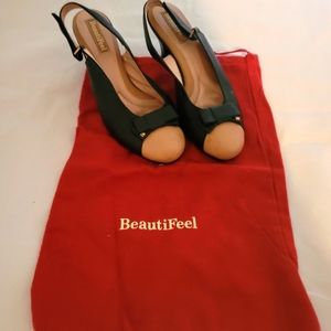 BEAUTIFEEL Leather Slingback Shoes with Bag